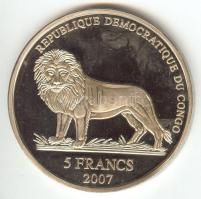 Kongó 2007. 5Fr "Michael Schumacher - San Marino" nagyméretű multicolor bélyeg érem (50mm)...