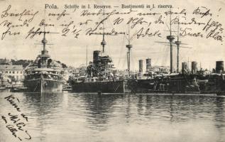 Pola naval port, warships