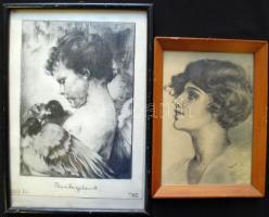 Velcsán L. jelzéssel: 3db portré, grafit, papír, üvegezett keretben, 24x17-32,5x26,5cm