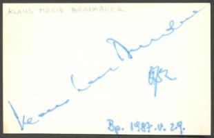 1987 Klaus Maria Brandauer osztrák színművész autogramja