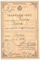 1895 Igazolási jegy Nyitra