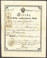 1863 Fegyverviselési engedély hátultöltős fegyverre / Licence for gun