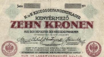 Kenyérmező/hadifogolytábor 1916. 10K sor és sorozatszám nélkül lila pecséttel T:III