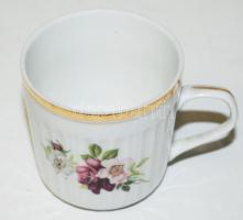 Hat darabos hollóházi mokkás csésze és csészealj, hibátlan, jelzett, matricás