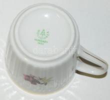 Hat darabos hollóházi mokkás csésze és csészealj, hibátlan, jelzett, matricás