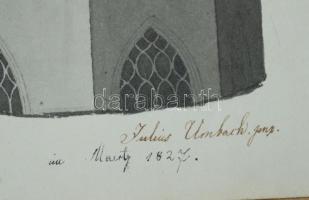 Umbach jelzéssel: Templomrészlet 1827 (valószínűleg Felvidék). Akvarell, papír / (church part) water...