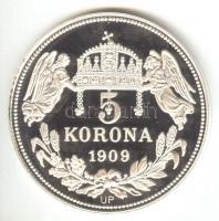 DN "Királyi koronák / 1909 5K - Ferenc József" Ag emlékérem (20g/0.999/38,61mm) T:PP Tanús...