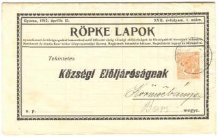 Kner Izidor: Röpke Lapok. nyomdászati és közigazgatási ismeretterjesztő időszaki újság községi elölj...