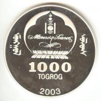 Mongólia 2003. 1000T Ag "Ázsia történelme-Dzsingisz kán" (20g/0.999) T:PP Tanúsítvánnyal!
...