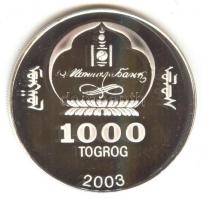 Mongólia 2003. 1000T Ag "Ázsia történelme-Taj Mahal" (20g/0.999) T:PP Tanúsítvánnyal!
Mong...