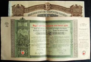 1882. "Magyar szent korona országainak vörös-kereszt egylete" Kisorsolási kötvény 5Ft-ról ...