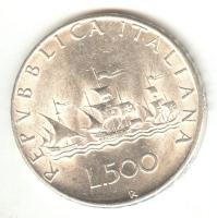 Olaszország 1966R. 500L Ag "Kolombusz hajói" T:2,2- Italy 1966R 500 Lire Ag "Colombus Ship" C:XF,VF