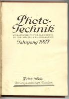 Phototechnik. Fachzeitschrift für alle Zweige der Photographie. No. 1-12. Dresden, 1927, Zeiss Ikon. Kiadói egészvászon kötésben egybekötve, rengeteg képpel, a 9. szám hiányzik /  In linen binding, with lots of photos, No 9 missing