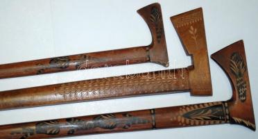 3 db díszített fa fokos bot, Zakopane felirattal, jó állapotban