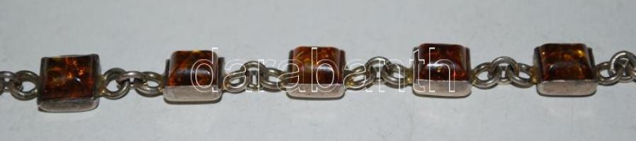 Ezüst (Ag) karlánc borostyánokkal /  Silver bracelet with amber, br: 9,63gr