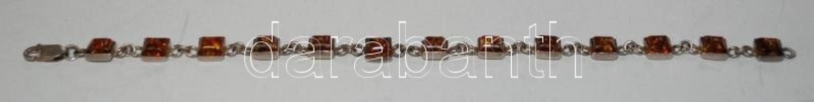 Ezüst (Ag) karlánc borostyánokkal / 
Silver bracelet with amber, br: 9,63gr