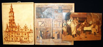 3 db faintarziás kép a hetvenes évekből kettő jelzett, 25×26 cm