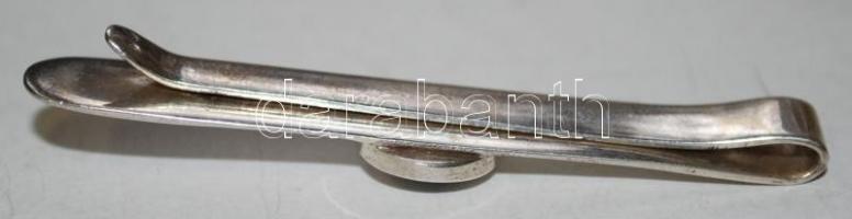 Ezüst (Ag) nyakkendőcsipesz gyöngyház lencsével / 
Silver tie clip with nacre lens decoration, br: 8...