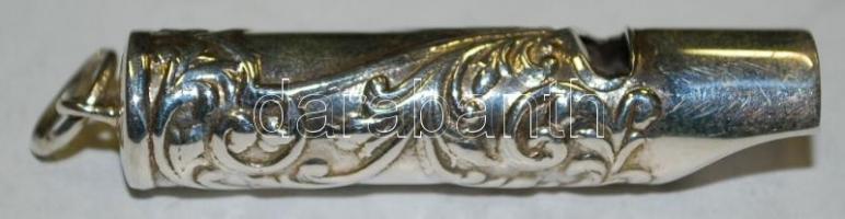 Ezüst (Ag) síp-medál indadíszítéssel / Silver pipe medallion 5cm, 8gr