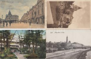 4 db régi városképes lap magyarországi városokról (Győr, Debrecen, Budakeszi, Szeged)