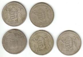 1930. 5P Ag "Horthy-jobbra" (5x) T:3