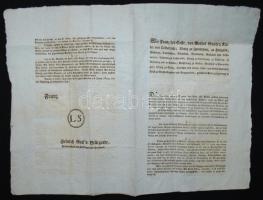 1816 Helytartótanácsi levél I. Ferenc császár dezertáló katonákról szóló rendeletével Mednyánszky Já...