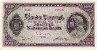 1945. 100P (3x) egymás utáni sorszámmal T:I-(sarokhajlás)