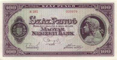 1945. 100P (3x) egymás utáni sorszámmal T:I-(sarokhajlás)