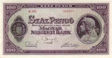 1945. 100P (5x) egymás utáni sorszámmal T:I-(sarokhajlás)