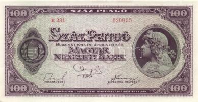 1945. 100P (5x) egymás utáni sorszámmal T:I-(sarokhajlás)