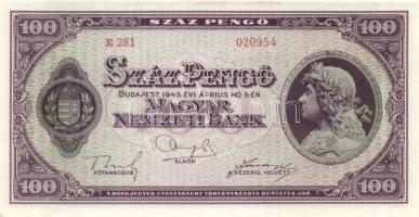 1945. 100P (5x) egymás utáni sorszámmal T:I-(sarokhajlás)