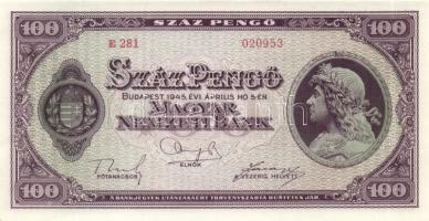 1945. 100P (5x) egymás utáni sorszámmal T:I-(sarokhajlás)