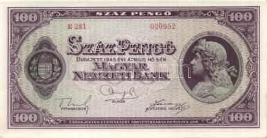 1945. 100P (5x) egymás utáni sorszámmal T:I-(sarokhajlás)