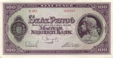 1945. 100P (5x) egymás utáni sorszámmal T:I-(sarokhajlás)