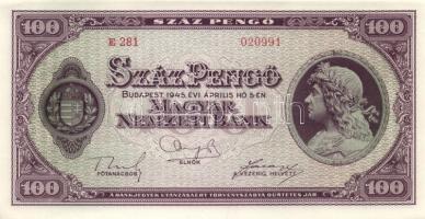 1945. 100P (5x) egymás utáni sorszámmal T:I-(sarokhajlás)