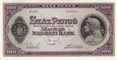 1945. 100P (5x) egymás utáni sorszámmal T:I-(sarokhajlás)