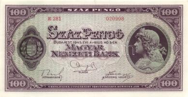 1945. 100P (4x) egymás utáni sorszámmal T:II,II-