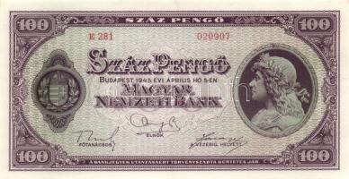 1945. 100P (4x) egymás utáni sorszámmal T:II,II-