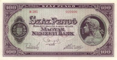 1945. 100P (4x) egymás utáni sorszámmal T:II,II-