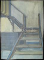 Lieber Éva (1932-2005): Felfelé, tempera, papír, jelzett, 30,5x41,5cm