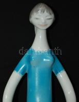 Jelzés nélküli porcelán ülő nő tállal, hibátlan, m:23 cm