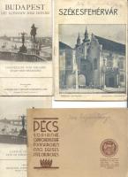 Érdekes nyomttavány tétel az 1930-as évekből: Utazási prospektusok: Veszprém, Pécs (német nyelvű) + Székesfehérvár, Budapest utazási prospektusok + Angster Jószef orgonagyáros érdekes asztali naptárja