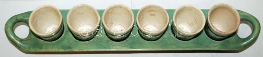 Gorka pálinkás készlet, kerámia, jelzett, hibátlan, h:33 cm, m:5 cm, sz:6 cm