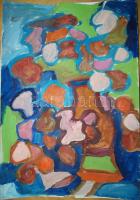 Cs. Németh Miklós (1934): Kompozíció, olaj, papír, jelzés nélkül, 70x100cm (sérült)