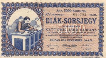 1925. "Diák sorsjegy" XV. sorozat 5000K T:I-