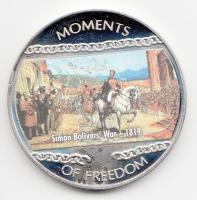 Libéria 2004. 10$ "Szabadság pillanatai-Simón Bolívar felszabadító harca 1819." multicolor T:PP tanúsítvánnyal Liberia 2004. 10 Dollars "Moments of Freedom-Simon Bolivar's War 1819." multicolor C:PP with certificate