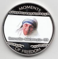 Libéria 2004. 10$ "Szabadság pillanatai-Teréz anya (Nobel-békedíj) 1979." multicolor T:PP tanúsítvánnyal Liberia 2004. 10 Dollars "Moments of Freedom-Theresa mother-Nobel peace price 1979." multicolor C:PP with certificate