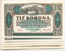 1920. 10K (5x) közte sorszámkövető párral T:I-,II,III