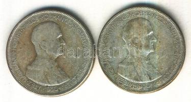 1930. 5P Ag "Horthy-jobbra" (2x) T:3