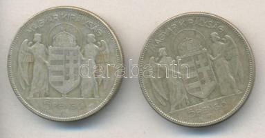 1930. 5P Ag "Horthy-jobbra" (2x) T:3